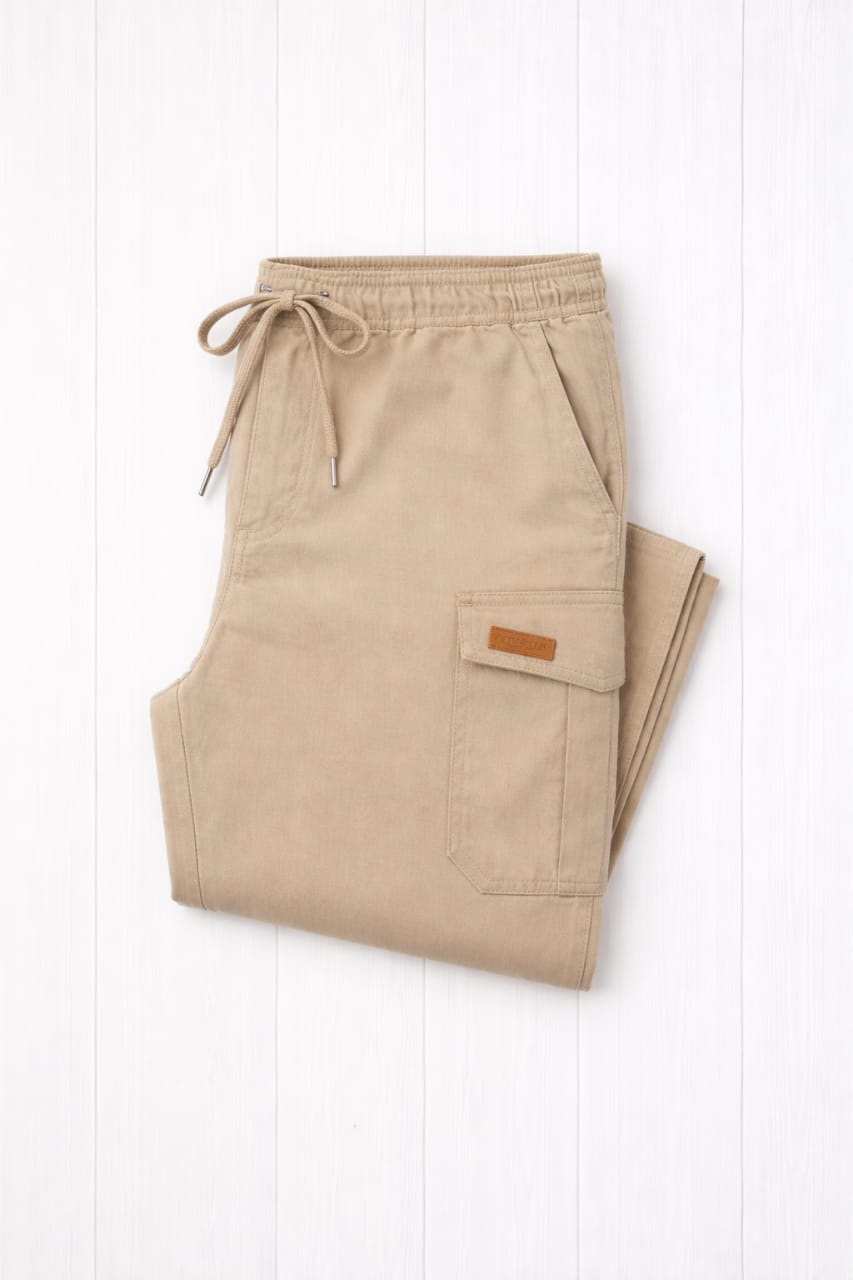Men’s Beige Cargo Trousers – Utility Comfort Fit