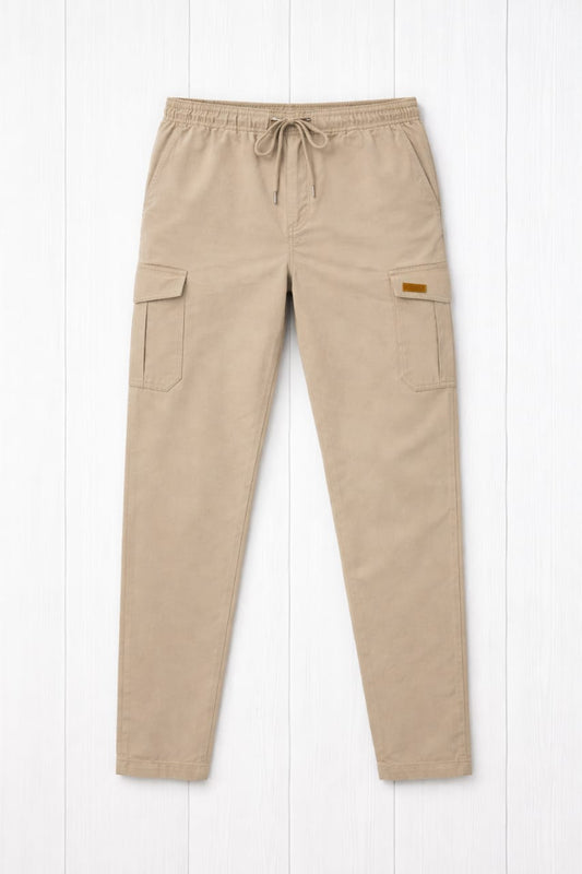 Men’s Beige Cargo Trousers – Utility Comfort Fit