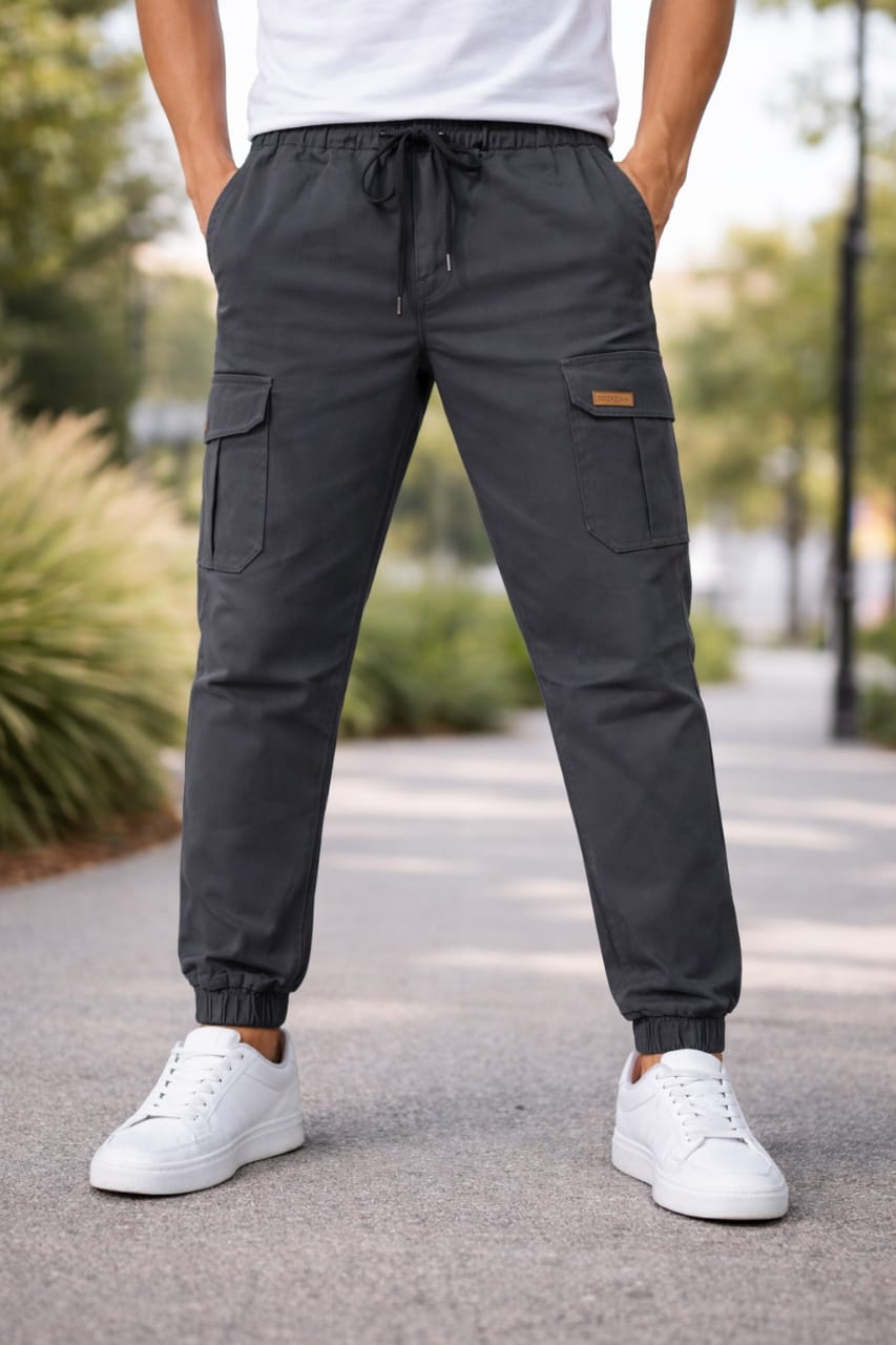 Men’s Gray Cargo Trousers – Utility Comfort Fit
