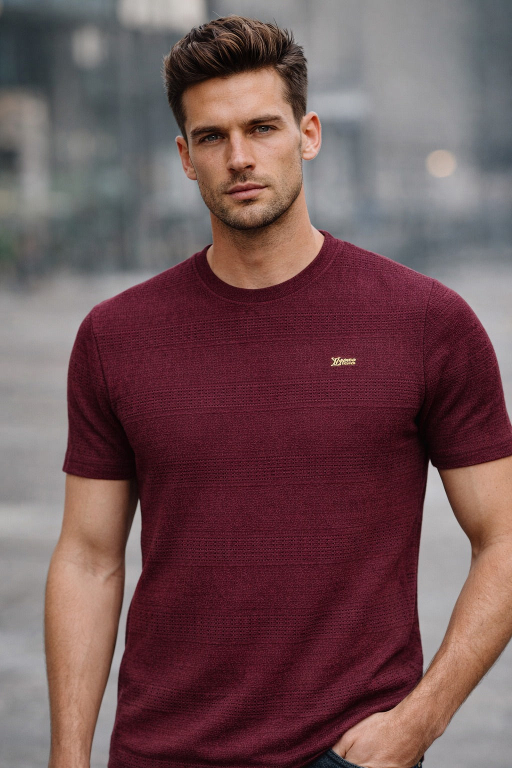 Premium Maroon Crew Neck T-Shirt – Breathable Airflow Design