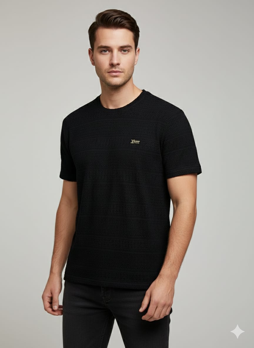 Premium Black Crew Neck T-Shirt – Breathable Airflow Design